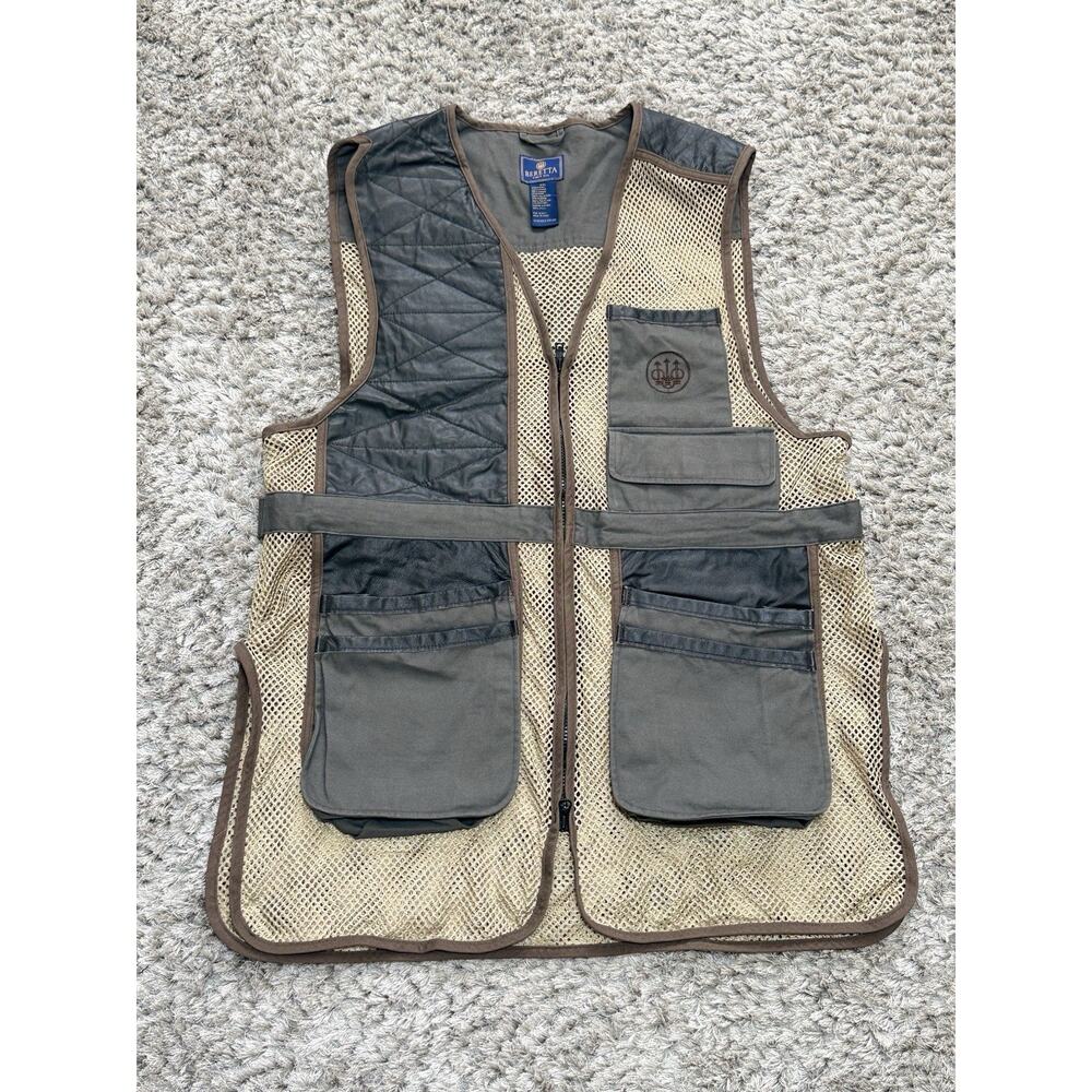 Vintage Beretta Shooting Vest Mesh Leather -Skeet, Trap, Hunting- Men’s XXL